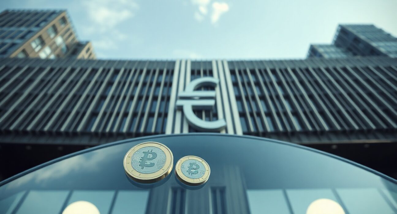 European Central Bank headquarters in Frankfurt, symbolizing EU financial regulation and digital currency oversight.