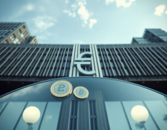 European Central Bank headquarters in Frankfurt, symbolizing EU financial regulation and digital currency oversight.