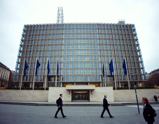 European Commission headquarters in Brussels under overcast sky