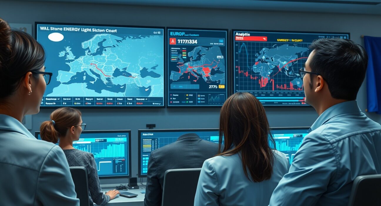 EU energy security team monitors Middle East supply risks in control room