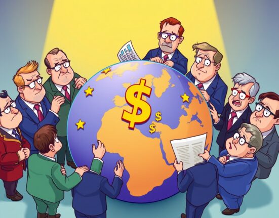 EU officials discussing US dollar reserves consolidation around global financial charts