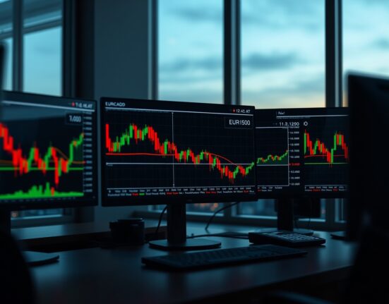 EUR/CAD currency pair chart showing price action below 1.1700 amid heightened risk aversion in forex markets.