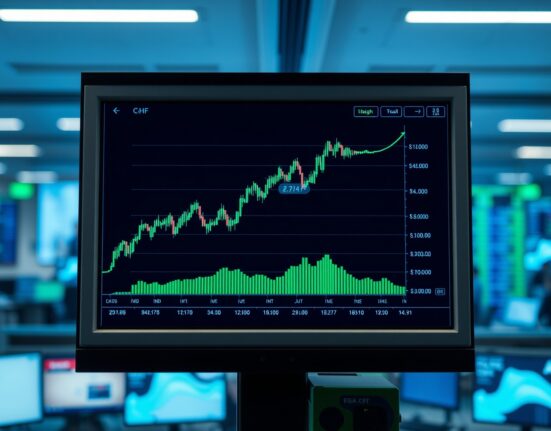 EUR/CHF currency chart showing an upward trend on a trading screen
