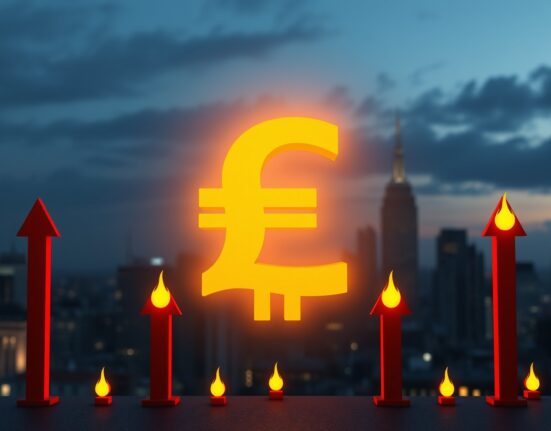 EUR/GBP currency pair chart and UK CPI inflation data showing depressed exchange rate below 0.8700