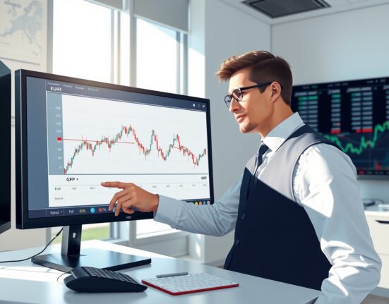Financial analyst examining EUR/GBP exchange rate charts showing Bank of England policy impact