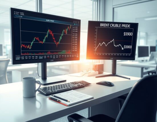 EUR/GBP exchange rate and oil price correlation analysis on financial trading monitors