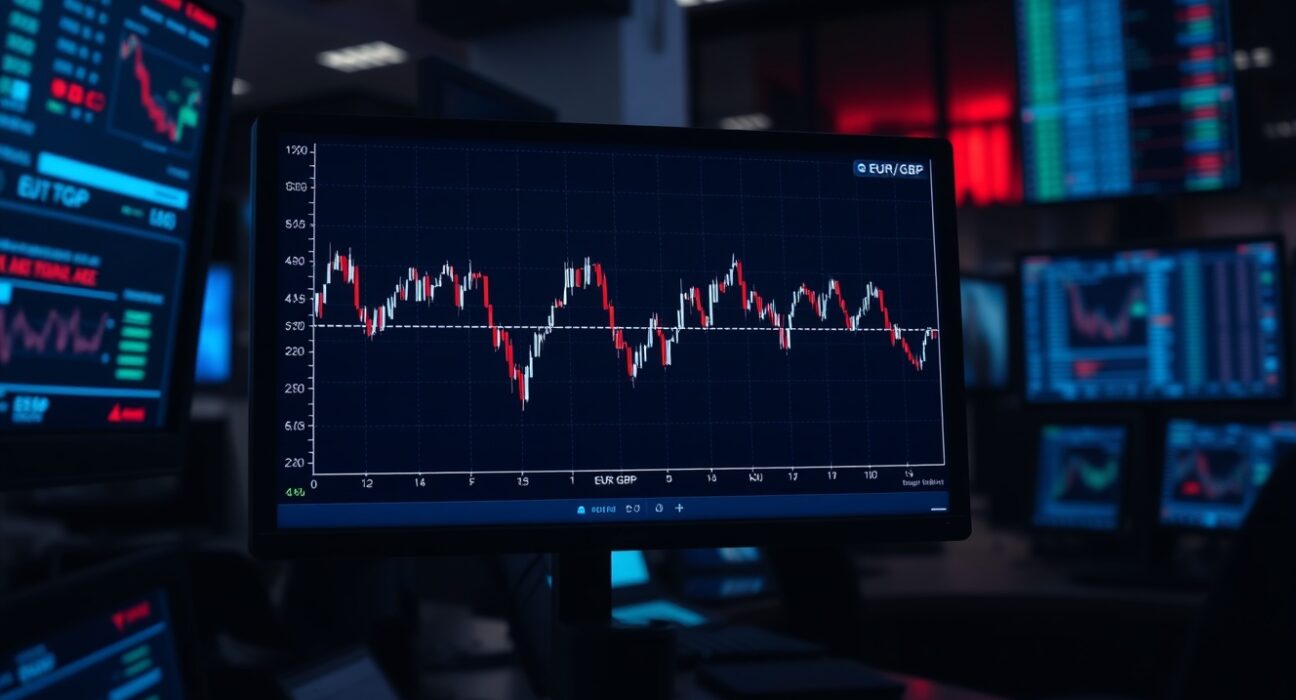 EUR/GBP chart showing a head and shoulders pattern with downside risks as analyzed by Societe Generale