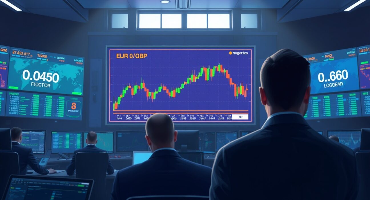 EUR/GBP flat lines above 0.8650 on trading screen as forex market awaits ECB and BoE rate decisions