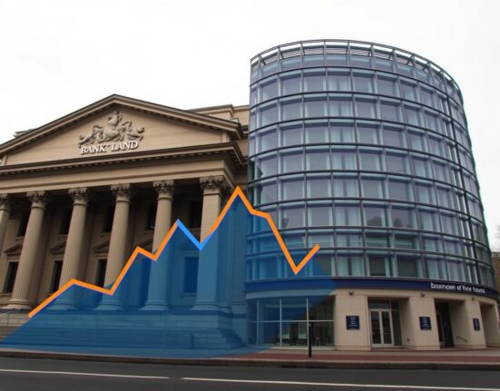 EUR/GBP analysis chart with Bank of England and European Central Bank buildings representing hawkish BoE repricing offsetting UK political risk