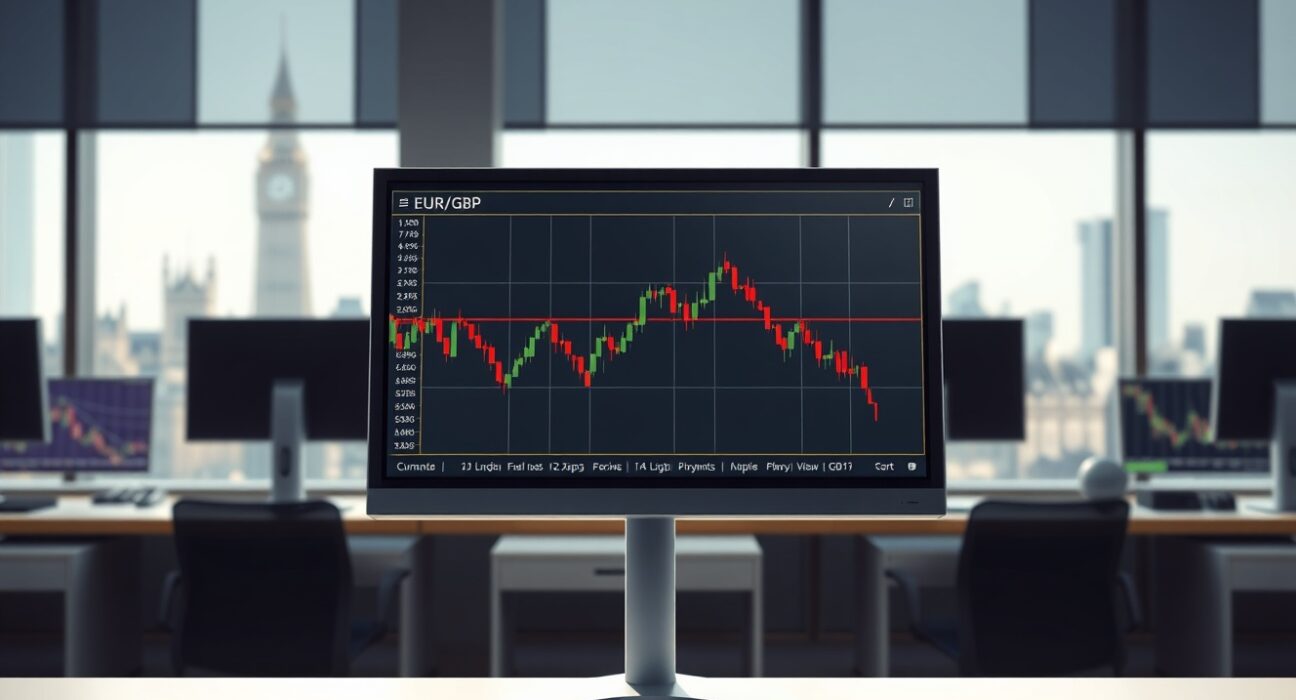 EUR/GBP forex trading chart analysis ahead of UK inflation data release impacting British pound.