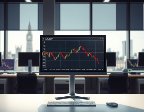 EUR/GBP forex trading chart analysis ahead of UK inflation data release impacting British pound.