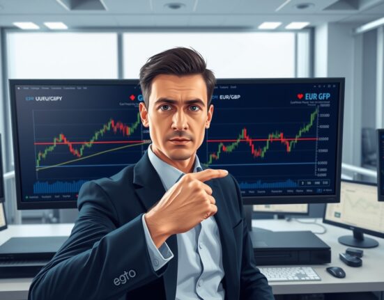 Financial analyst reviews Rabobank's EUR/GBP forecast showing modest upside bias on trading charts.