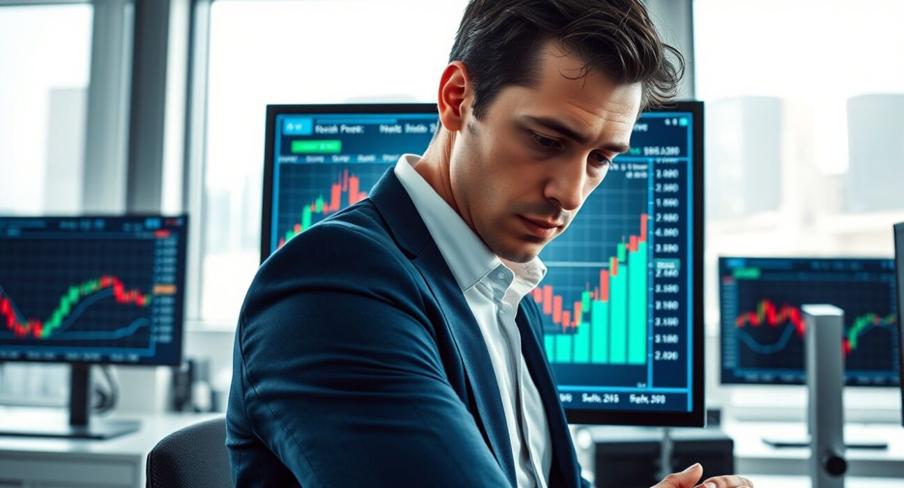 Financial analyst monitoring the EUR/GBP exchange rate chart following UK employment data.