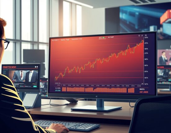 EUR/GBP currency chart analysis on a trading desk following ECB and BoE policy decisions.