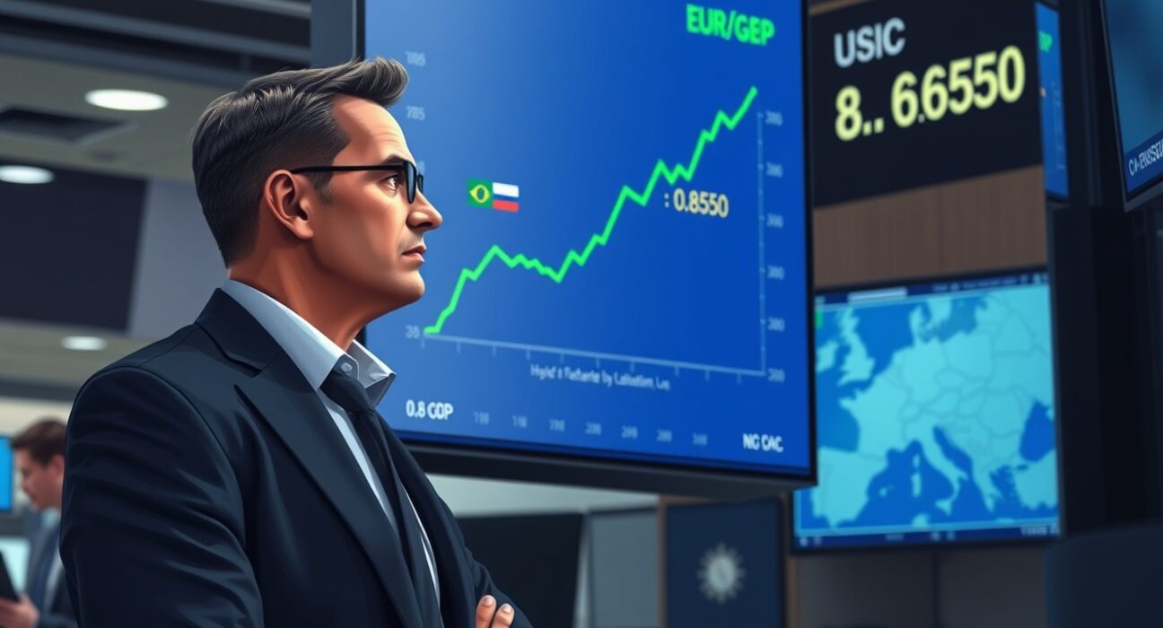 EUR/GBP exchange rate chart showing stability above 0.8650 as traders monitor BoE and ECB decisions amid Middle East uncertainty.