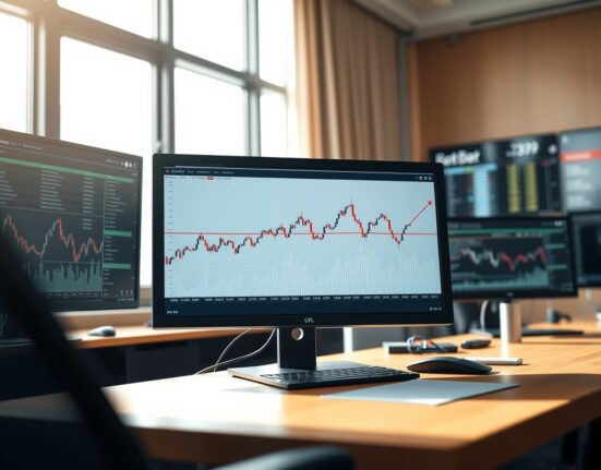 EUR/GBP exchange rate chart analysis on a professional trading desk ahead of Eurozone Retail Sales