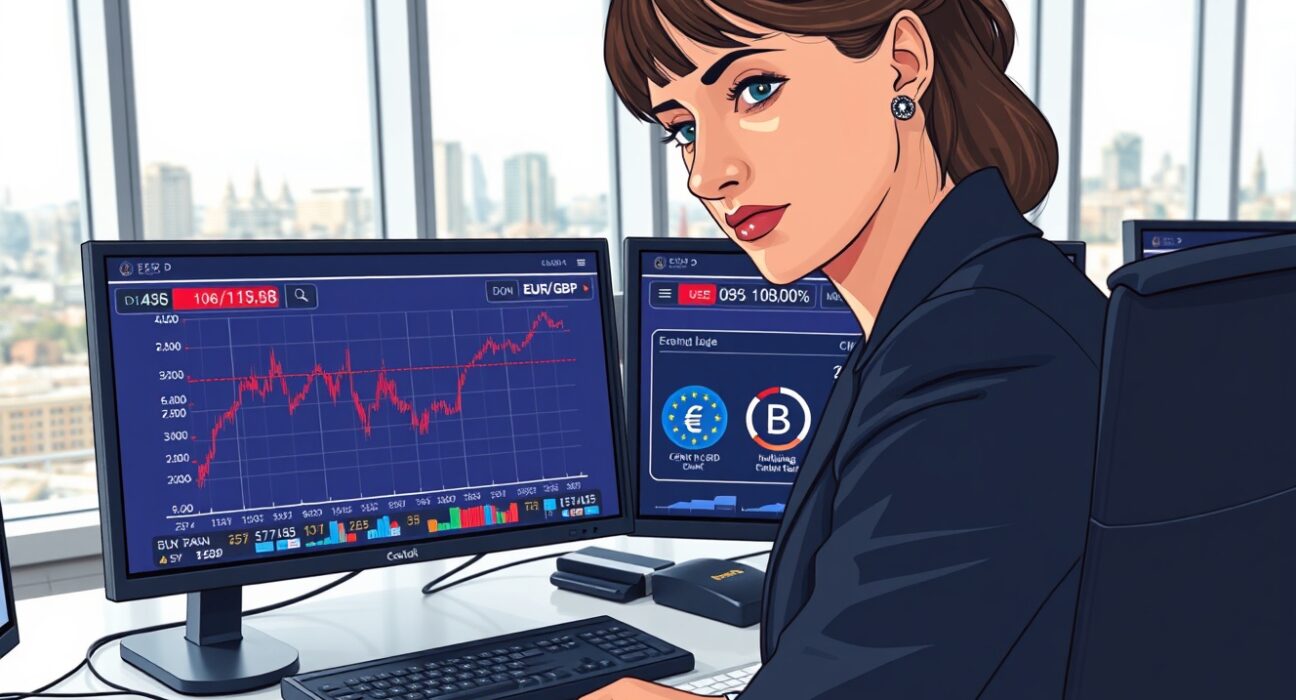Financial analyst monitors EUR/GBP exchange rate ahead of ECB and Bank of England policy decisions on inflation.
