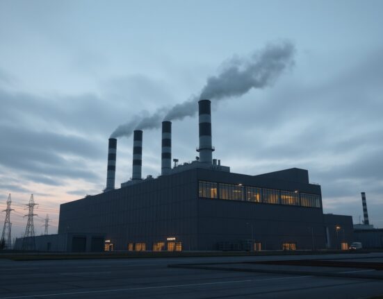 German industrial factory representing the decline in industrial production affecting EUR/GBP exchange rate.