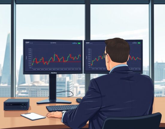 EUR/GBP exchange rate analysis on trading terminal amid disappointing economic data from Europe and UK.