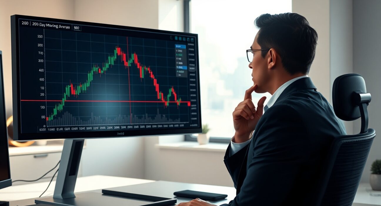 Financial analyst reviews EUR/GBP chart showing a breakdown below the critical 200-day moving average after UK inflation data.