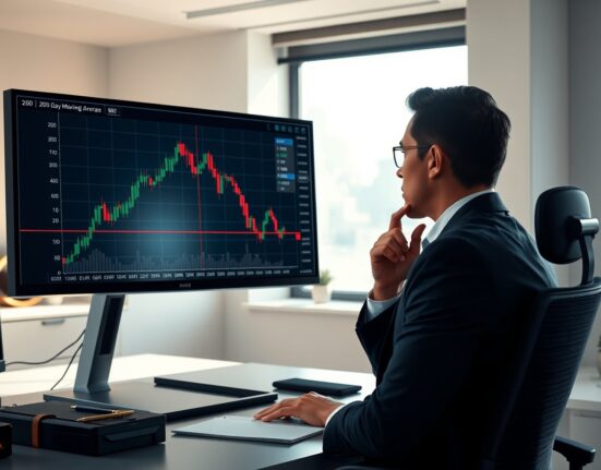 Financial analyst reviews EUR/GBP chart showing a breakdown below the critical 200-day moving average after UK inflation data.