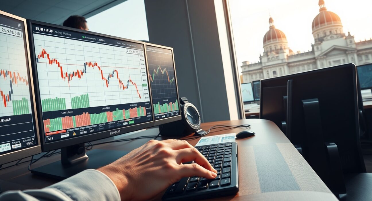 EUR/HUF exchange rate plunging on trading screens after Hungary's election boosts the Forint.