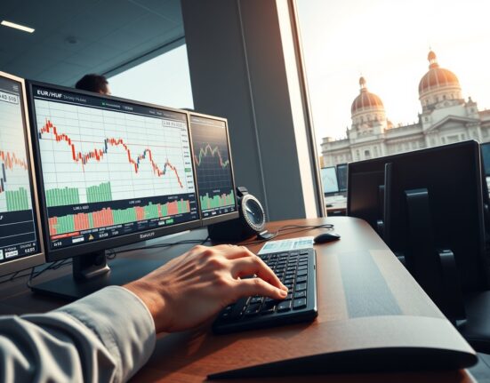 EUR/HUF exchange rate plunging on trading screens after Hungary's election boosts the Forint.