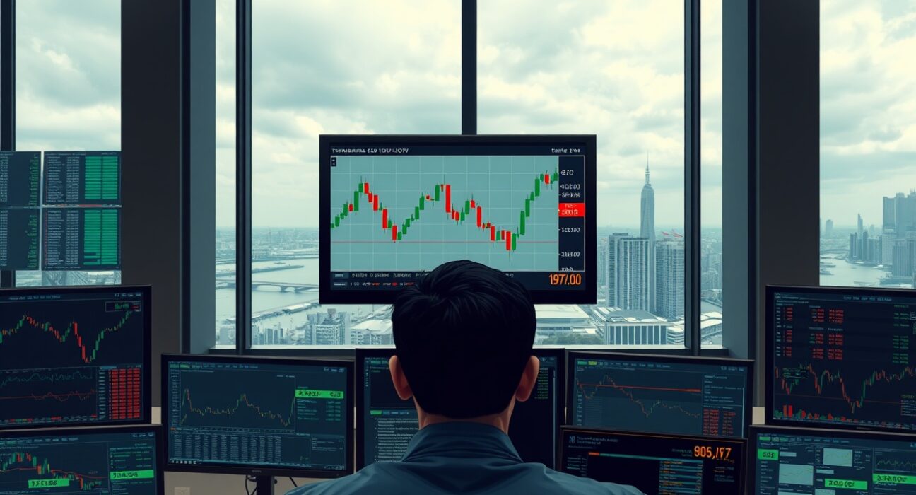 EUR/JPY trading analysis on professional desk during Japan tsunami alert, showing forex market monitoring.