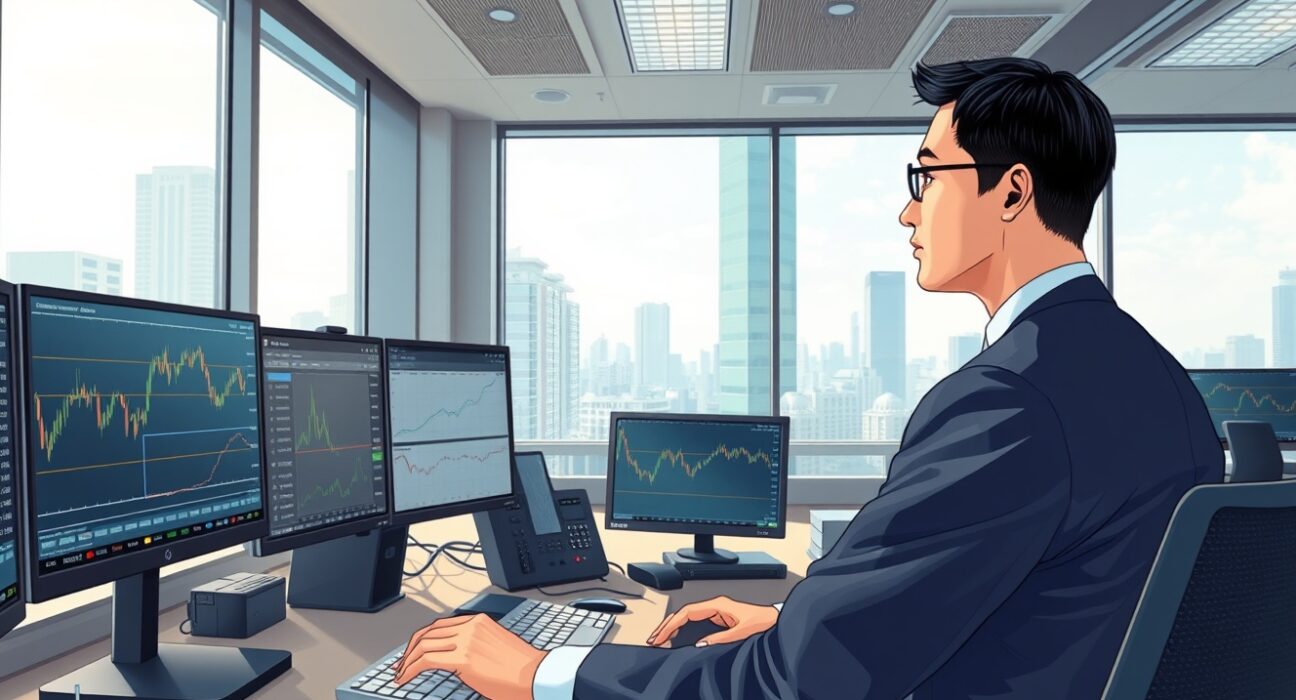 Trader monitoring EUR/JPY currency pair during Bank of Japan policy shift