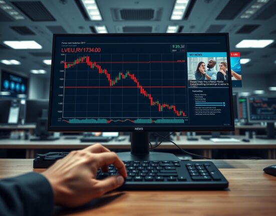 EUR/JPY forex chart declining as Middle East conflict impacts currency markets.