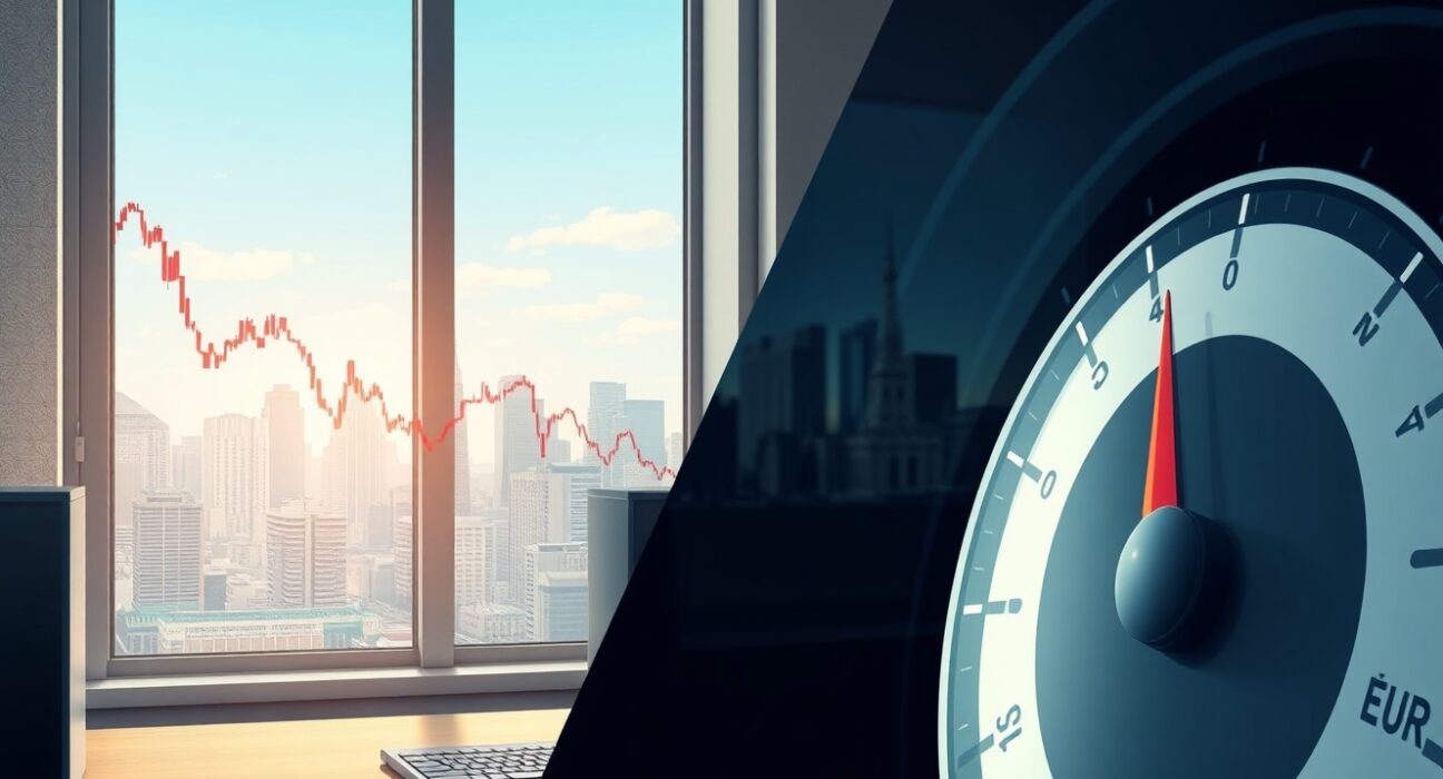 EUR/JPY currency pair declining on trading screen amid geopolitical tensions and energy market volatility