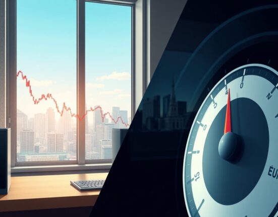 EUR/JPY currency pair declining on trading screen amid geopolitical tensions and energy market volatility