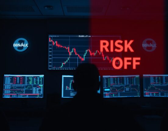 EUR/JPY trading screen showing flat movement amid risk-off market sentiment
