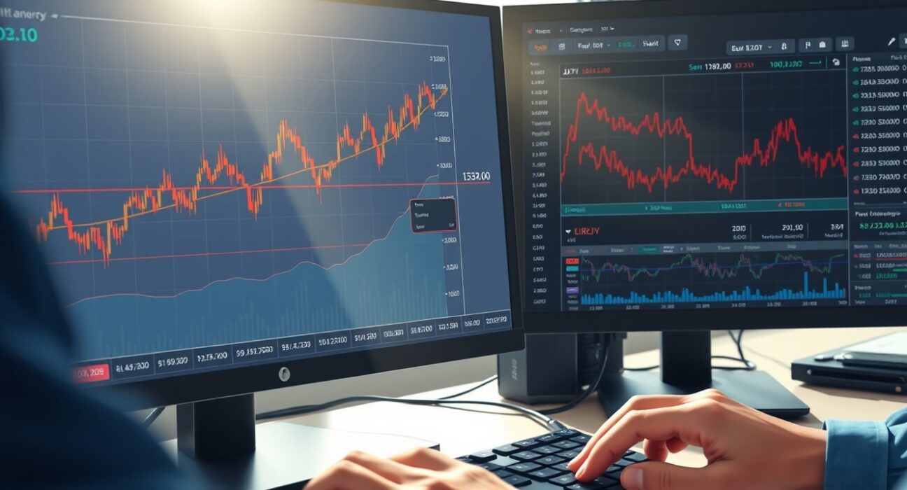 EUR/JPY technical analysis chart showing bullish momentum toward 183.00 with 100-day EMA support on trading desk monitors.