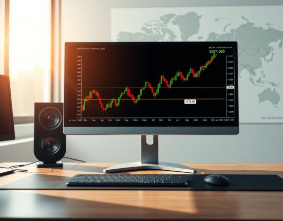 EUR/JPY forex chart testing the 187.00 resistance level on a professional trading desk monitor.