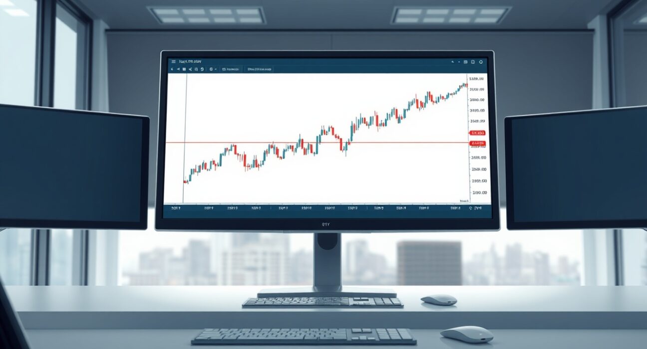 EUR/JPY forecast chart analysis showing price rebound within an ascending channel on a professional trading desk.