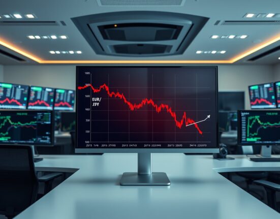 EUR/JPY price chart showing bearish movement below 183.00 on a trading screen