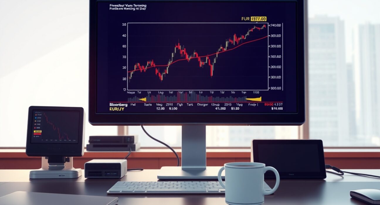 EUR/JPY exchange rate chart analysis on a trading terminal following German ZEW data.