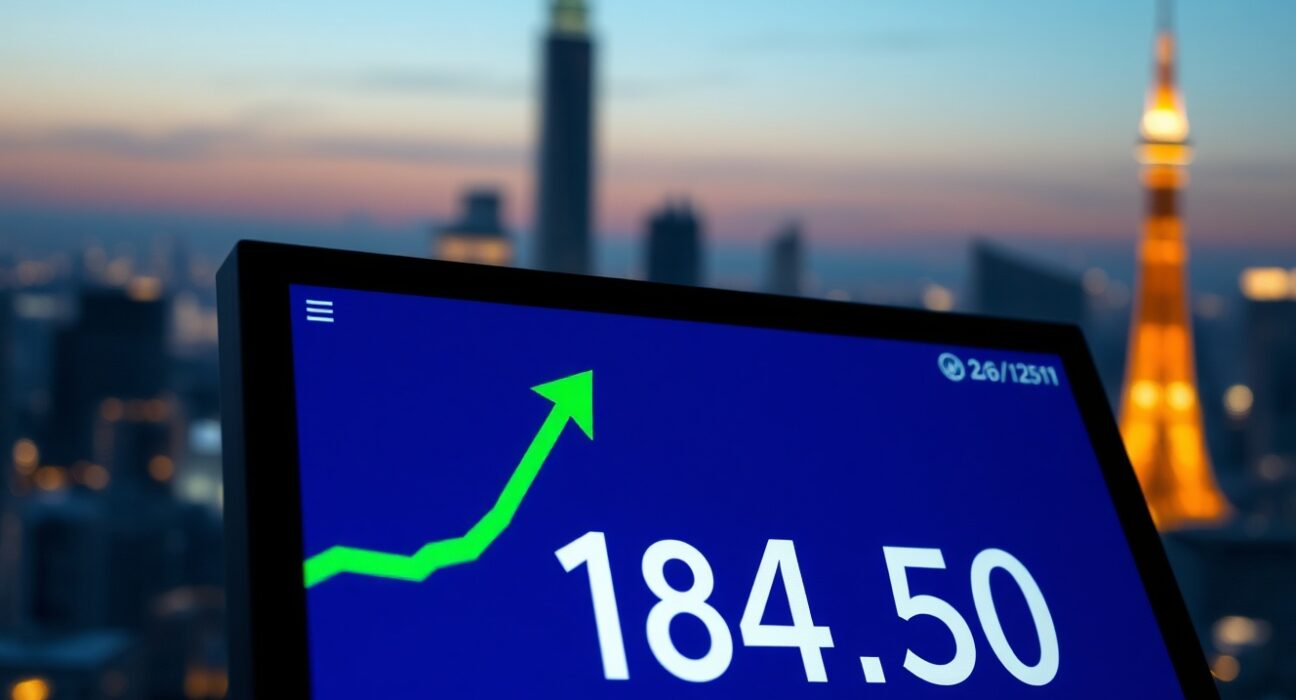 EUR/JPY currency pair trading screen showing stronger near 184.50 after Tokyo inflation data release