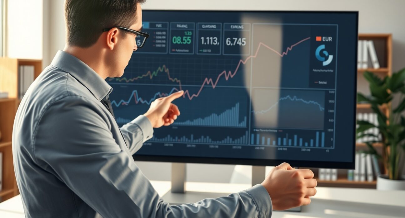 Financial analyst reviews EUR strength and Eurozone economic data charts in BNP Paribas report.