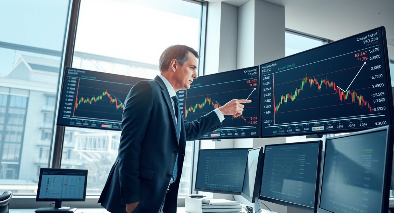 Financial analyst examines EUR/PLN exchange rate chart showing Polish zloty recovery against euro