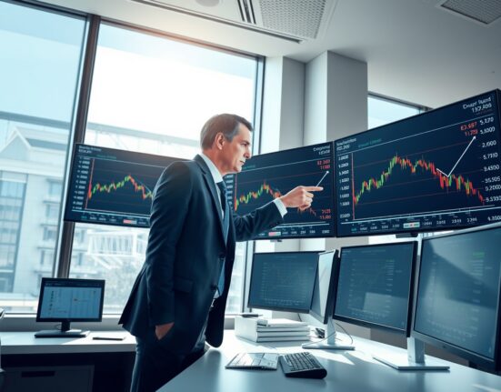 Financial analyst examines EUR/PLN exchange rate chart showing Polish zloty recovery against euro