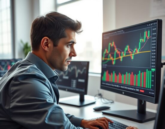 Professional analyst reviewing EUR/USD forex chart showing price movement toward 1.1700.