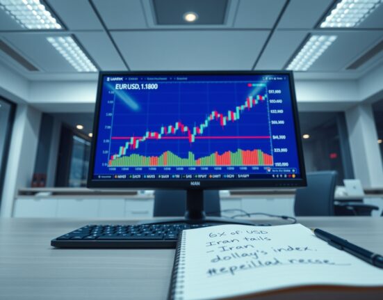 EUR/USD trading chart showing price approaching 1.1800 level amid US-Iran negotiation developments