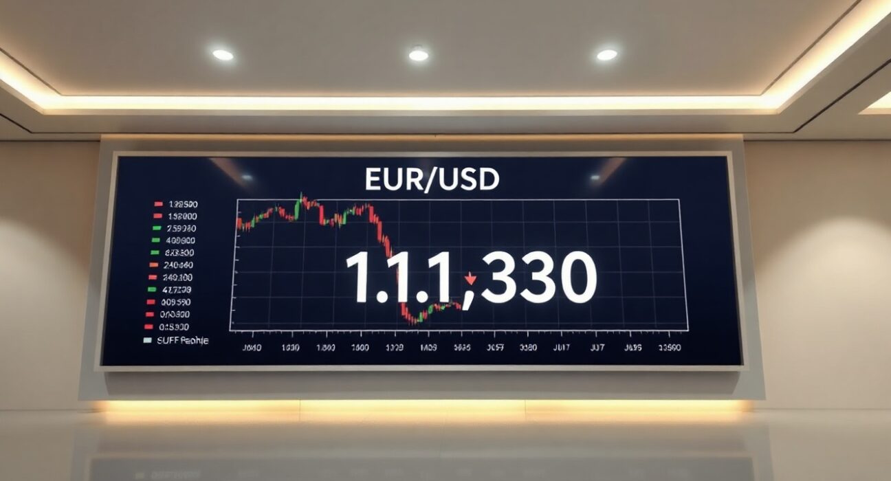 EUR/USD currency pair trading chart approaching yearly lows near 1.1330