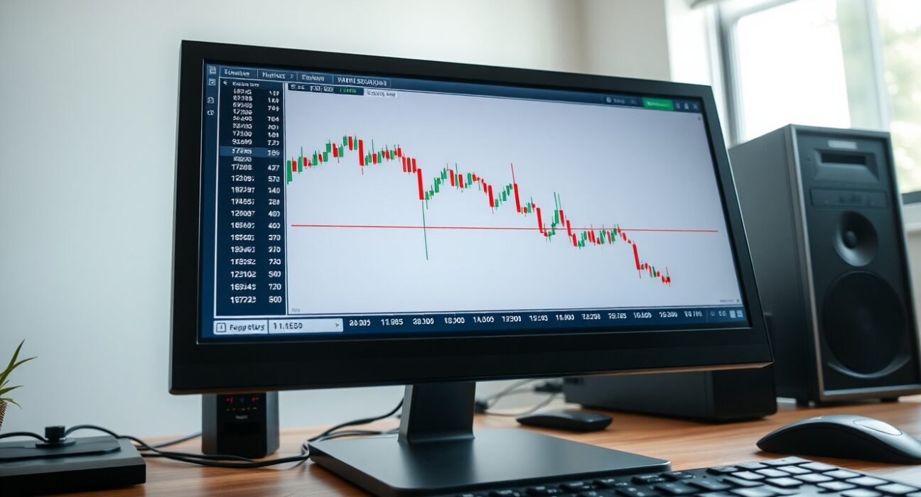 EUR/USD forex chart showing breakdown below 1.1655 support level on a trading monitor