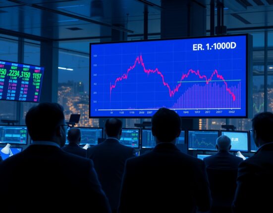 EUR/USD declines to near 1.1700 as traders monitor a downward chart on a trading floor ahead of the Fed rate decision.