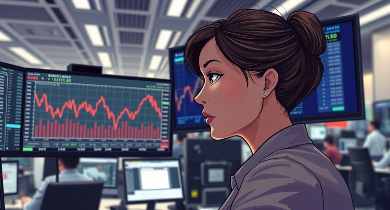 Trader analyzes EUR/USD currency pair falling below 1.1550 on trading terminal.