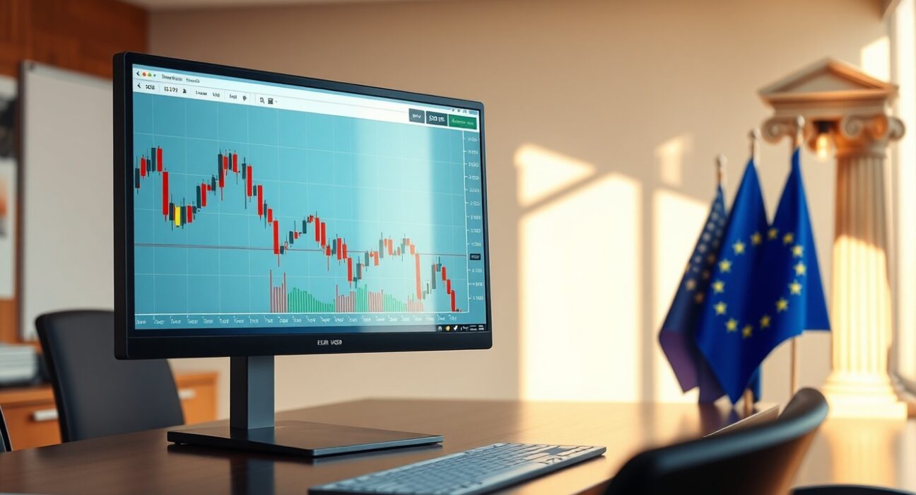 EUR/USD forex chart analysis showing decline amid Federal Reserve and ECB policy divergence.
