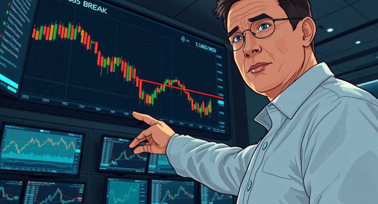 EUR/USD downside risk analysis showing 1.1665 break level on trading chart